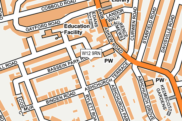 W12 9RN map - OS OpenMap – Local (Ordnance Survey)