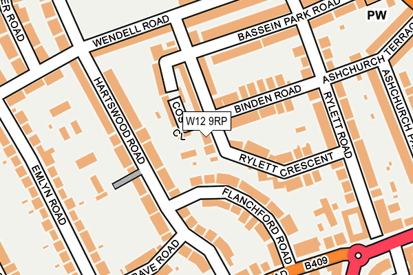 W12 9RP map - OS OpenMap – Local (Ordnance Survey)