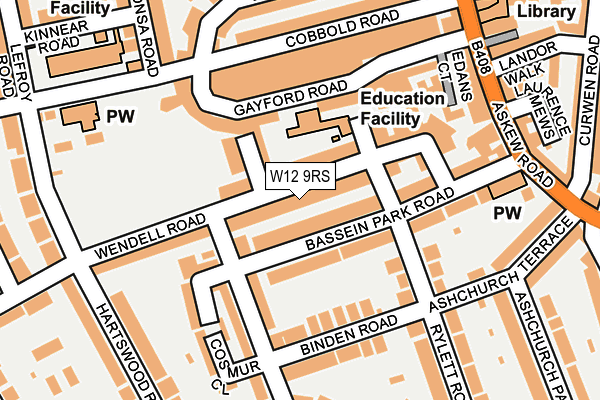 W12 9RS map - OS OpenMap – Local (Ordnance Survey)