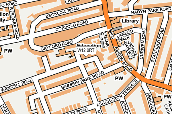 W12 9RT map - OS OpenMap – Local (Ordnance Survey)