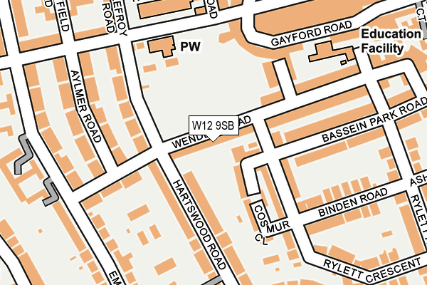 W12 9SB map - OS OpenMap – Local (Ordnance Survey)