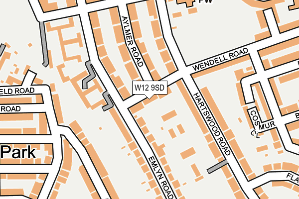 W12 9SD map - OS OpenMap – Local (Ordnance Survey)