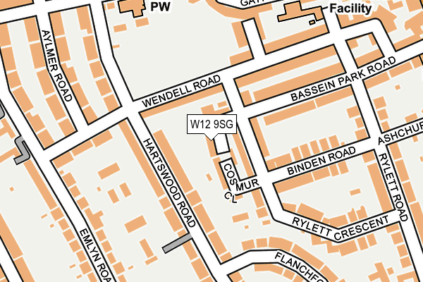 W12 9SG map - OS OpenMap – Local (Ordnance Survey)