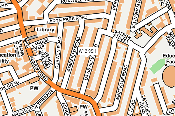 W12 9SH map - OS OpenMap – Local (Ordnance Survey)