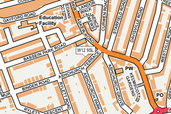 W12 9SL map - OS OpenMap – Local (Ordnance Survey)