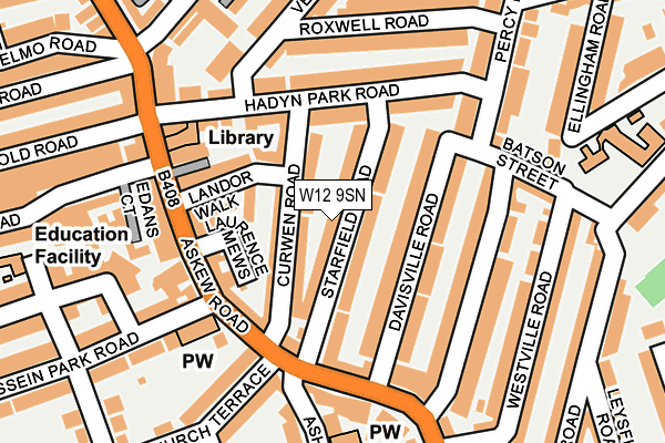 W12 9SN map - OS OpenMap – Local (Ordnance Survey)