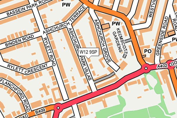 W12 9SP map - OS OpenMap – Local (Ordnance Survey)