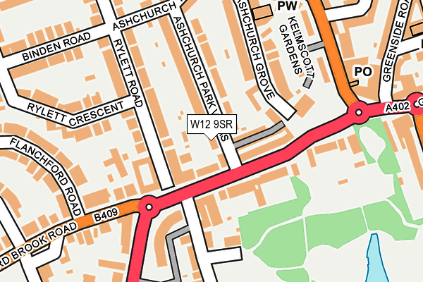 W12 9SR map - OS OpenMap – Local (Ordnance Survey)