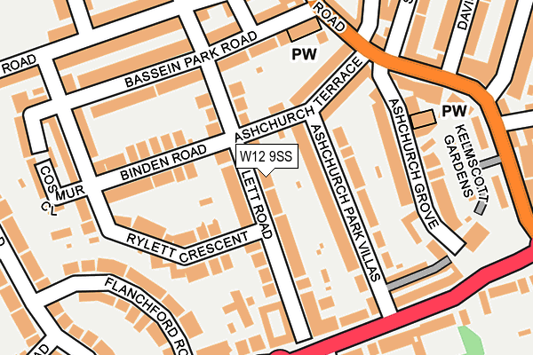 W12 9SS map - OS OpenMap – Local (Ordnance Survey)