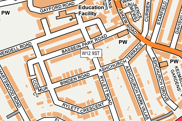 W12 9ST map - OS OpenMap – Local (Ordnance Survey)