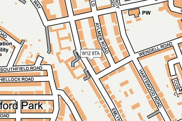 W12 9TA map - OS OpenMap – Local (Ordnance Survey)