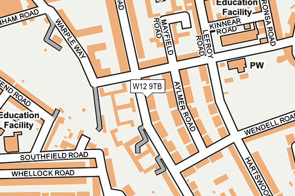 W12 9TB map - OS OpenMap – Local (Ordnance Survey)