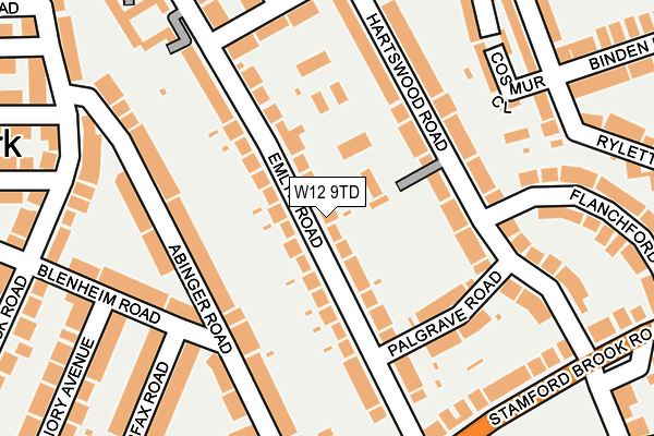 W12 9TD map - OS OpenMap – Local (Ordnance Survey)