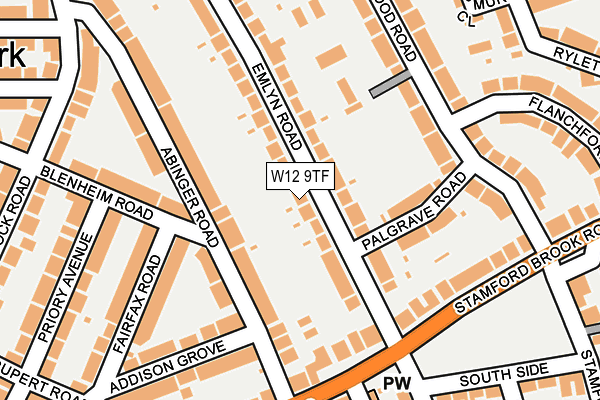 W12 9TF map - OS OpenMap – Local (Ordnance Survey)