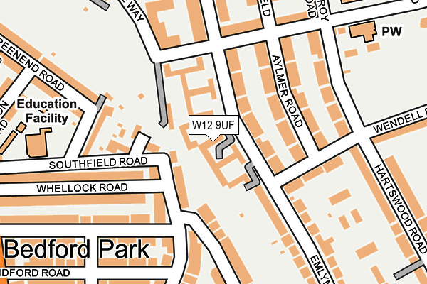 W12 9UF map - OS OpenMap – Local (Ordnance Survey)