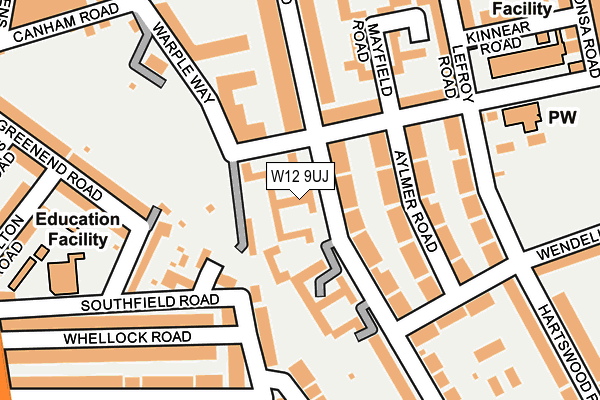 W12 9UJ map - OS OpenMap – Local (Ordnance Survey)