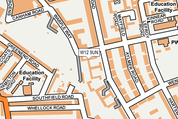 W12 9UN map - OS OpenMap – Local (Ordnance Survey)