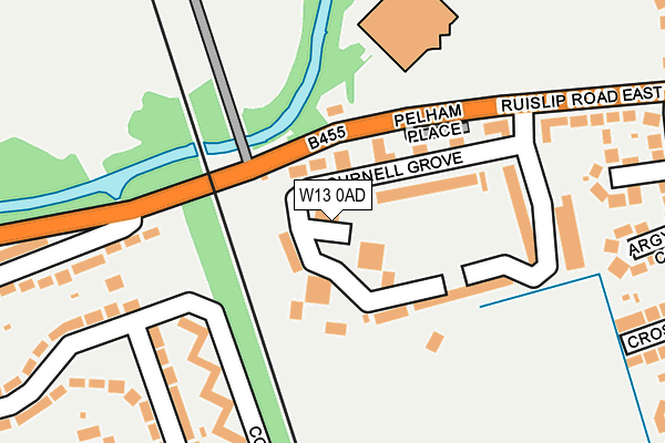 W13 0AD map - OS OpenMap – Local (Ordnance Survey)