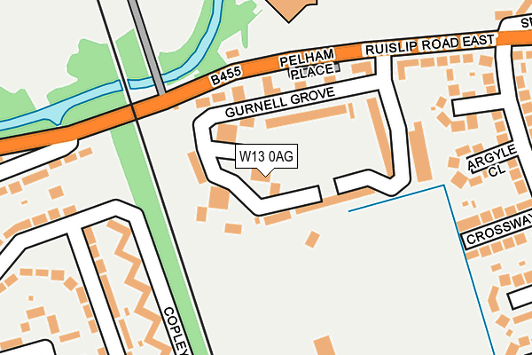 W13 0AG map - OS OpenMap – Local (Ordnance Survey)