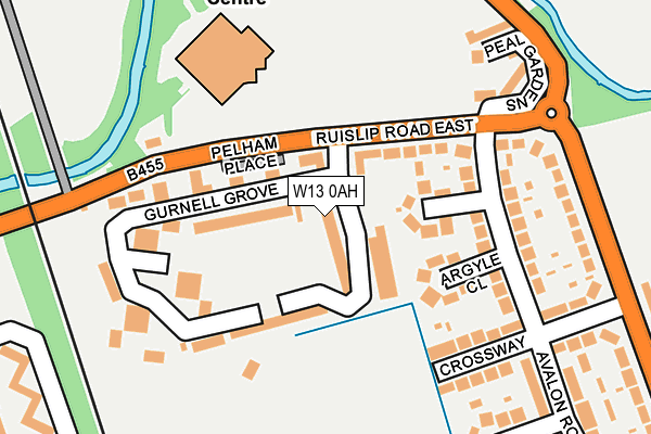 W13 0AH map - OS OpenMap – Local (Ordnance Survey)