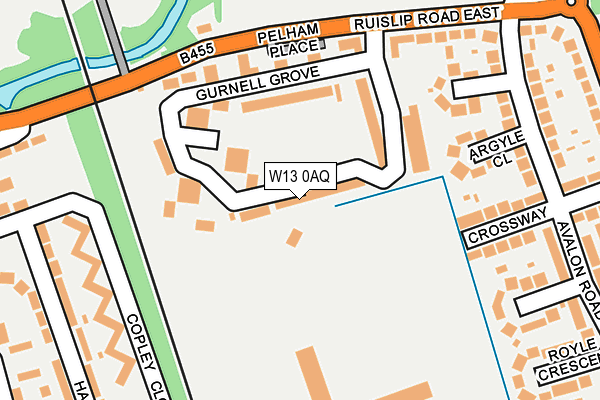 W13 0AQ map - OS OpenMap – Local (Ordnance Survey)