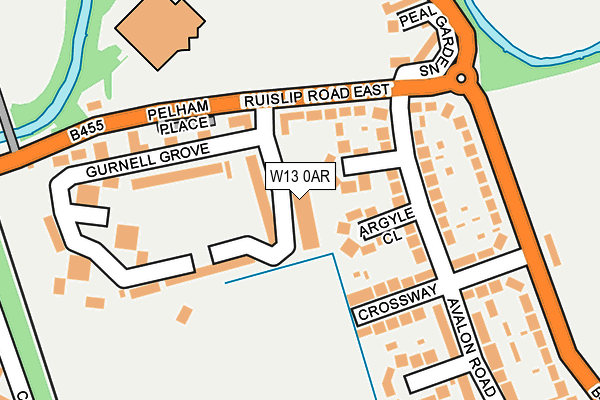 W13 0AR map - OS OpenMap – Local (Ordnance Survey)