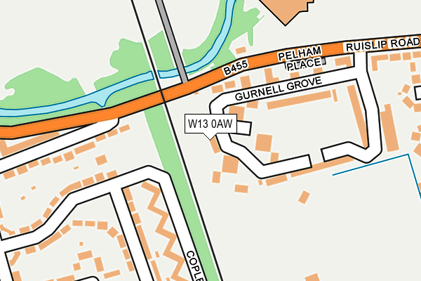 W13 0AW map - OS OpenMap – Local (Ordnance Survey)