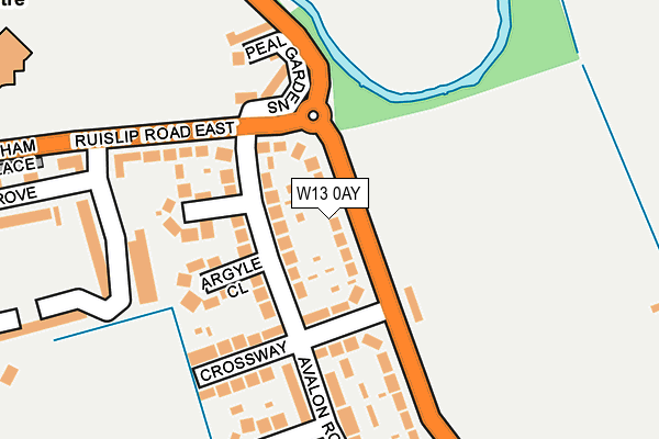 W13 0AY map - OS OpenMap – Local (Ordnance Survey)