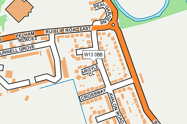 W13 0BB map - OS OpenMap – Local (Ordnance Survey)