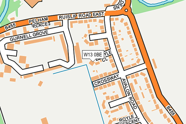 W13 0BE map - OS OpenMap – Local (Ordnance Survey)