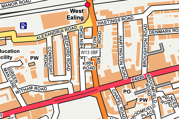 W13 0BF map - OS OpenMap – Local (Ordnance Survey)