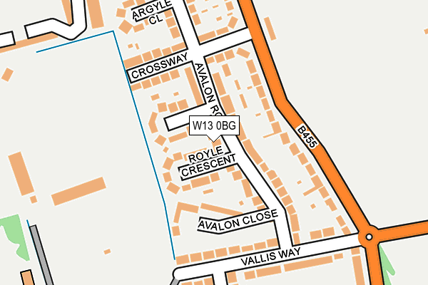 W13 0BG map - OS OpenMap – Local (Ordnance Survey)