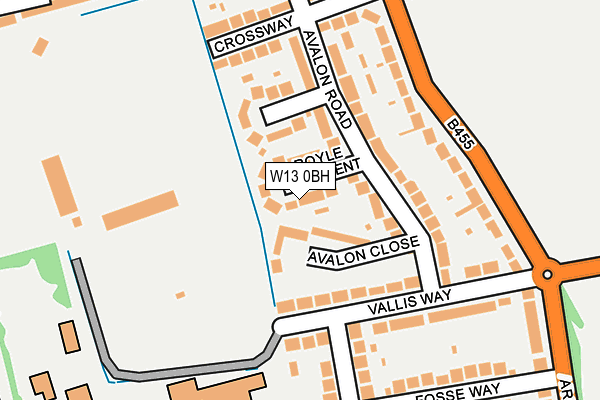 W13 0BH map - OS OpenMap – Local (Ordnance Survey)