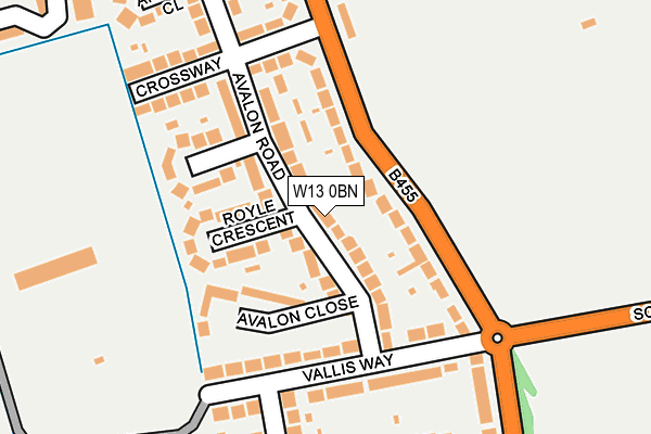 W13 0BN map - OS OpenMap – Local (Ordnance Survey)