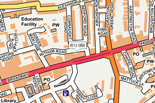 W13 0BS map - OS OpenMap – Local (Ordnance Survey)
