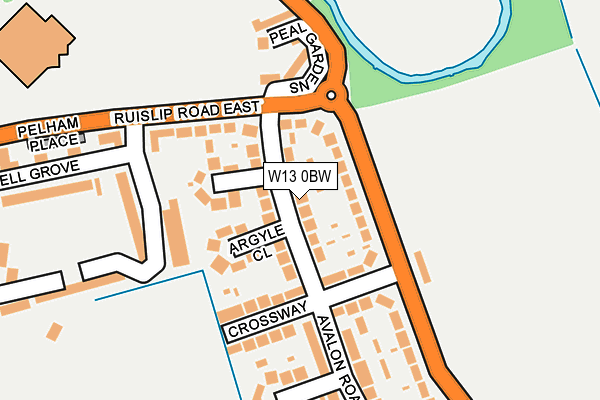 W13 0BW map - OS OpenMap – Local (Ordnance Survey)