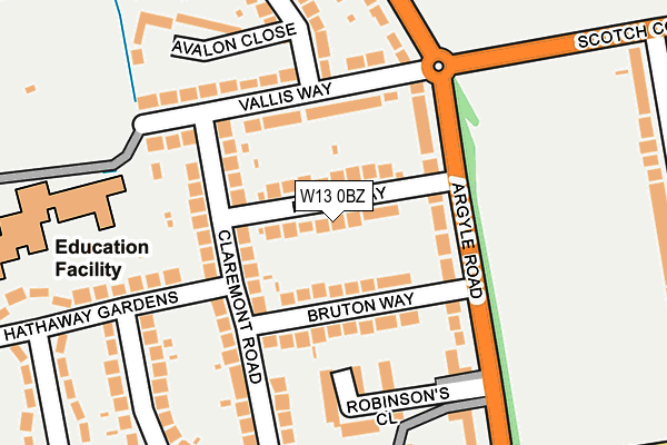 W13 0BZ map - OS OpenMap – Local (Ordnance Survey)