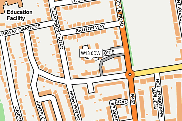 W13 0DW map - OS OpenMap – Local (Ordnance Survey)