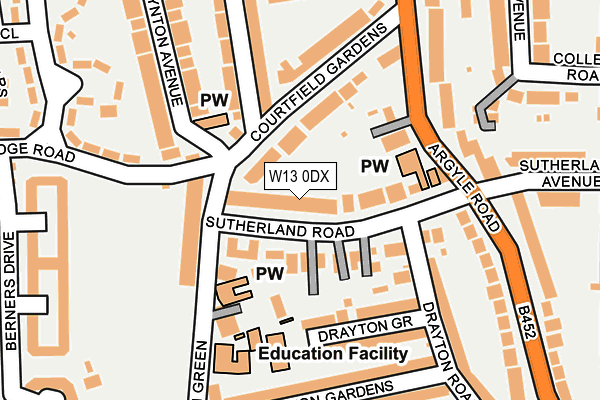 W13 0DX map - OS OpenMap – Local (Ordnance Survey)