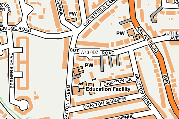 W13 0DZ map - OS OpenMap – Local (Ordnance Survey)