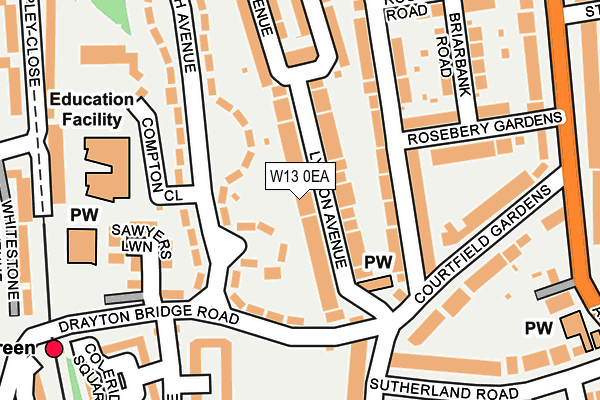W13 0EA map - OS OpenMap – Local (Ordnance Survey)
