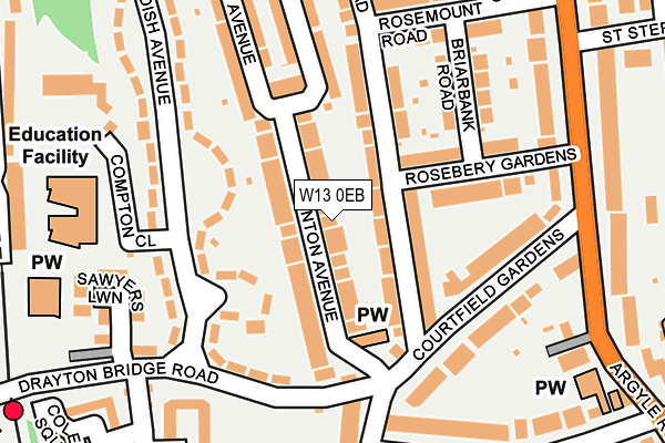 W13 0EB map - OS OpenMap – Local (Ordnance Survey)