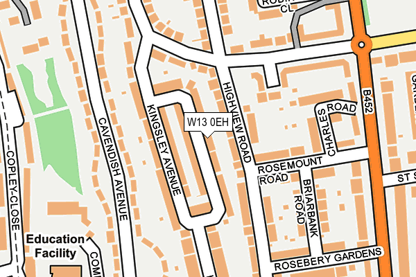 W13 0EH map - OS OpenMap – Local (Ordnance Survey)