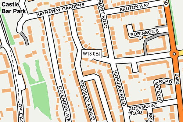 W13 0EJ map - OS OpenMap – Local (Ordnance Survey)