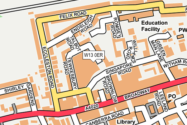 W13 0ER map - OS OpenMap – Local (Ordnance Survey)