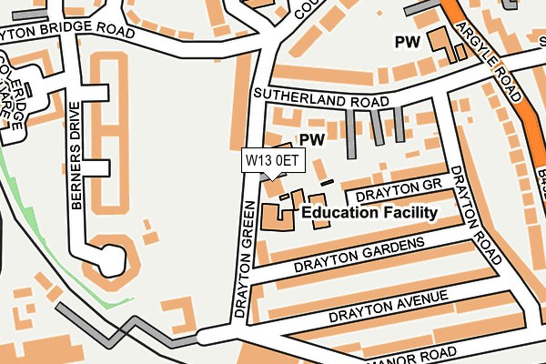 W13 0ET map - OS OpenMap – Local (Ordnance Survey)