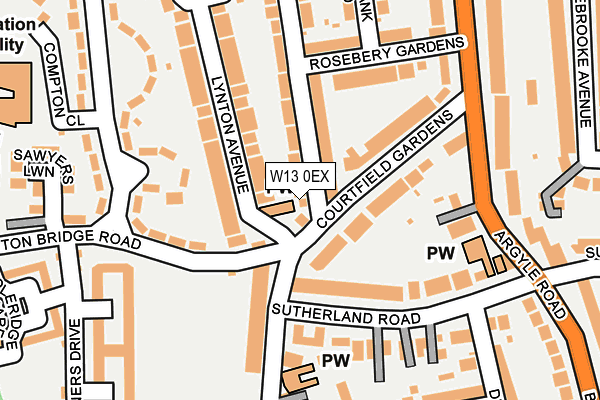 W13 0EX map - OS OpenMap – Local (Ordnance Survey)