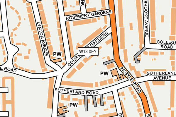 W13 0EY map - OS OpenMap – Local (Ordnance Survey)