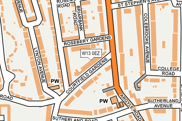 W13 0EZ map - OS OpenMap – Local (Ordnance Survey)