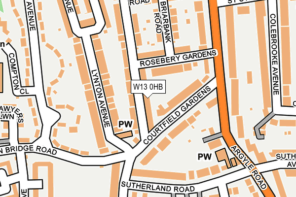 W13 0HB map - OS OpenMap – Local (Ordnance Survey)